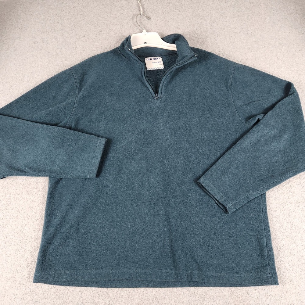 Old Navy Fleece 1/4 Zip Sweater Men XL Teal Green Regular Fit Mock Neck Pullover